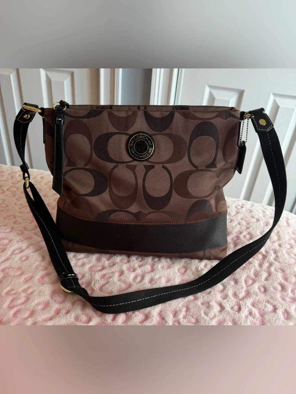 Coach Signature C Vintage Crossbody  1941 Shoulder Bag Brown Canvas